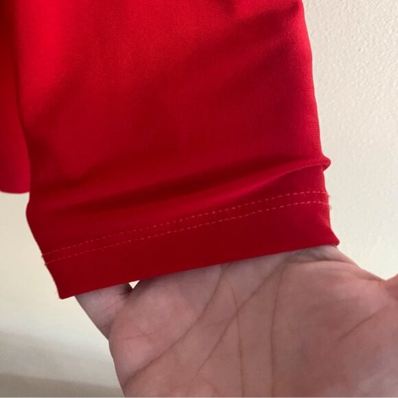 JOne Sizeeph Ribkoff Cold Shoulder Bloe Woman 16 Red Boat Neck Bling Slinky FLAW - Picture 5 of 14